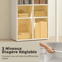 HOMCOM Bureau irrégulier table d'ordinateur 100 x 59 cm avec 6 compartiments, 4 étagères réglables et cadre en acier, chêne(m-6)