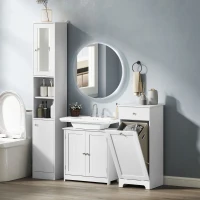 HOMCOM Single Hamper Laundry Storage Cabinet - White(m-9)