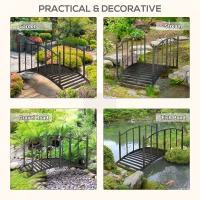 Outsunny 1.2M Metal Decorative Scrollwork Arch Garden Bridge, Black(m-5)