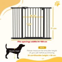 PawHut Adjustable Safety Gate w/ Two Extensions, Four Adjustable Screws, Black(m-3)