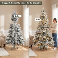 HOMCOM Sapin de Noël Artificiel 180 cm Arbre de Noël Lumineux Enneigé, Branches Articulées, Lumière 350 LEDs, Vert et Blanc(m-8)