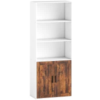 HOMCOM 5-Tier Bookcase with Adjustable Shelf - Rustic Brown(m-1)