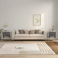 HOMCOM Table de chevet, table d'appoint compartiment ouvert, tiroir et poignée, pieds en acier, 45 x 40 x 55, blanc(m-9)