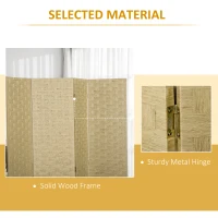 HOMCOM Wave Fibre Freestanding Folding Privacy Screen Panels, Room Divider, Brown(m-5)