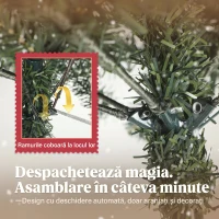 HOMCOM Brad de Crăciun de 150 cm Înălțime pentru Interior cu 398 de Crengi, Conuri și Fructe Roșii, Bază din Metal, Verde(m-6)