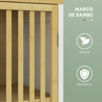 HOMCOM Columna de Baño Mueble Auxiliar de Baño con 1 Estante Abierto 1 Puerta y 1 Estante Ajustable 32x30x90,5 cm Natural(m-5)