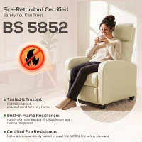 HOMCOM Recliner Armchair, Massage Faux Leather Push Back Reclining Chair with Adjustable Leg Rest, Side Pocket, Cream White(m-9)