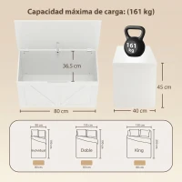 HOMCOM Baúl de Almacenaje 100L con Bisagra de Seguridad Asa con Recorte en U para Recibidor Salón 80x40x45 cm Blanco(m-15)