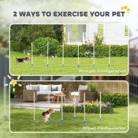 PawHut Dog Agility Equipment Training Adjustable Obstacle Course Set with 6 Weaves Poles Storage Bag for Pet Outdoor Games Exercise(m-4)
