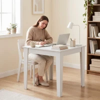 HOMCOM Dining Table for 4, 80L x 80W x 75Hcm, Modern Square Kitchen Table, White(m-9)