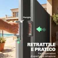 Outsunny Tenda Laterale Retrattile Impermeabile e UV 50+, in Alluminio, Acciaio e Poliestere, 420x185 cm, Grigio Scuro(m-5)