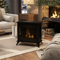 HOMCOM Freestanding Ethanol Fireplace Stove, Bioethanol Fire with Stainless Steel Flame Snuffer, 0.9L Tank, 3 Hours Burning Time for Indoor, Black(m-8)