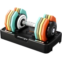 SPORTNOW Mancuerna Ajustable 5 en 1 de 5 a 25 kg con Base de Almacenamiento y Mango Antideslizante para Casa Gimnasio Multicolor(m-11)