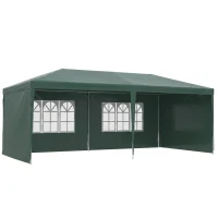 Outsunny Gazebo da Giardino 6x3 m per Eventi con Pareti Rimovibili e Finestre Trasparenti, Verde(m-1)