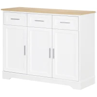 HOMCOM Dulap Modern cu 3 Sertare și 3 Uși, din MDF și PAL, cu Raft Reglabil, 101x39x82 cm, Alb(m-12)
