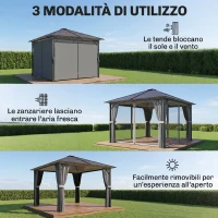 Outsunny Gazebo Esterno con Tetto Rigido, 3x3 m, Grigio Scuro(m-5)