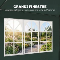 Outsunny Gazebo da Giardino 6x3 m per Eventi con Pareti Rimovibili e Finestre Trasparenti, Verde(m-5)