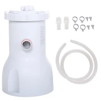 Outsunny Cartridge Filter Pump for 13'-15' Above Ground Pools, 800GPH (3028 LPH) Swimming Pool Filter Pump with Hose and Hose Clamps, White(m-10)