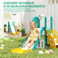 AIYAPLAY Set Scivolo per Bambini 5 in 1 con Canestro, Scaletta e Telescopio Giocattolo, Età 1-3 Anni, Giallo(m-7)