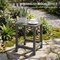 Outsunny Outdoor Side Table, Garden Coffee Table, All-Weather Adirondack Side Table for Garden, Beach, Indoor Outdoor, Grey(m-6)