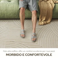 HOMCOM Tappeto Moderno Antiscivolo in Poliestere e Cotone con Design di Linee, per Soggiorno, Camera da Letto, Crema(m-4)