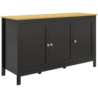 HOMCOM Mobile Contenitore con 2 Armadietti a 2 Ripiani Regolabili su 3 Altezze, 120x40x70 cm, Nero e color Legno