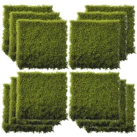 Outsunny 12PCS Artificial Boxwood Wall Panels 50cm x 50cm Grass Privacy Fence Screen Faux Hedge Greenery Backdrop Encrypted Milan Grass for Home Garden Backyard Balcony(m-11)