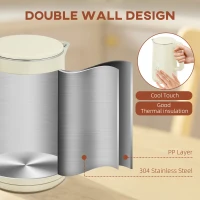 HOMCOM Digital Stainless Steel Kettle and Toaster Set, 1.5L 3000W Fast Boil Kettle, 2 Slice Toaster with 7 Level Browning Controls, Defrost, Reheat, Keep Warm, Crumb Tray and LED Touch Display, Beige(m-7)
