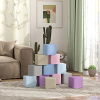 HOMCOM Set 12 Cuburi Moi de Jucărie pentru Copii 12-36 Luni din PU și EPE, 20x20x20 cm, Multicolor(m-10)