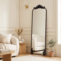 HOMCOM Floor Mirror, 50 x 160 cm Full Length Mirror with Baroque Metal Frame for Bedroom, Living Room, Dressing Room, Black(m-8)