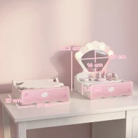 AIYAPLAY Kids Dressing Table, Portable Vanity Table with Lights, Mirror, Drawer, Accessories, Gift for 3-6 Years(m-3)