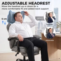 HOMCOM Executive Office Chair, Leathaire Big and Tall Office Chair 180 kg with Wide Seat, Reclining, Lumbar Support, Grey(m-5)