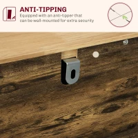 HOMCOM Sideboard with Rubberwood Top and Adjustable Shelves for Dining Room, Kitchen - Rustic Brown(m-7)