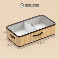 HOMCOM Juego de 2 Cajas de Almacenaje Bajo Cama con Ruedas 60L Tapa Transparente y Asa Marco Metálico 78,5x43x23 cm Natural(m-3)