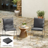 Outsunny Outdoor Seat Cushions Set of 2 with Ties, Waterproof Garden Seat Pads, Dark Grey(m-10)
