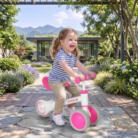 AIYAPLAY Bicicleta sin Pedales Limitado a 135° Asiento Ajustable Ruedas Traseras con Luces para Niños y Niñas de 1 a 2 Años Rosa(m-10)