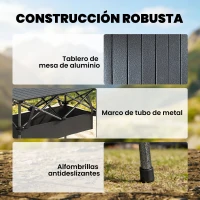 Outsunny Mesa Plegable Camping 93x55x68 cm con Red de Almacenamiento Encimera Enrollable de Aluminio Bolsa de Transporte Negro(m-6)