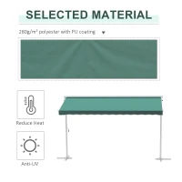 Outsunny 300 x 300CM 2 Side Free Standing Manual Awning Canopy Patio Garden Outdoor Sun Shade Shelter w/Winding Handle (Green)(m-5)