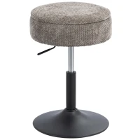 HOMCOM Taburete de Bar con Almacenaje Altura Ajustable Taburete de Cocina Redondo Giratorio Tapizado en Chenilla Gris(m-1)