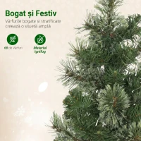 HOMCOM Brad de Crăciun Mic, Înălțime 60 cm cu 35 Luminite LED Albe, 68 Crengi Dese și Ignifuge, Verde(m-6)