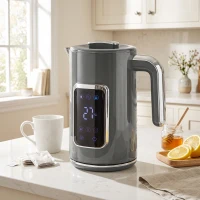 HOMCOM Electric Kettle, 1.7L Fast Boil 3000W Water Kettle with LED Display, Adjustable Temperature, Keep Warm Function, Grey(m-2)