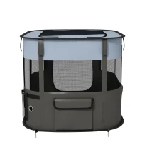 PawHut Foldable Dog Pen with Storage Bag for Indoor/Outdoor Use, Portable Pet playpen, with Ground Stakes - Grey(m-10)