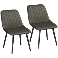 HOMCOM Faux Leather Upholstered Kitchen Chairs, Modern Dining Chairs Set of 2 with Metal Legs for Dining Room, Grey(m-1)