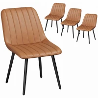 HOMCOM Set de 2 scaune de sufragerie moderne, spătar și șezut curbat, cu tapițerie sintetică, 51x61x78cm, maro(m-8)