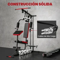 SPORTNOW Máquina de Musculación con Polea Alta y Baja Prensa de Pecho y Piernas Compatible con Discos 25 y 50 mm (No Incluidos)(m-8)