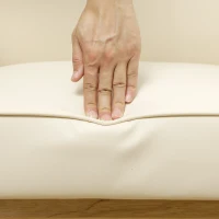 HOMCOM Sillón de Salón Tapizado en PU con Reposabrazos y Marco de Madera de Caucho para Dormitorio Carga 120 kg Crema(m-8)