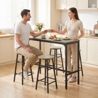 HOMCOM 5 Piece Bar Table Set with 4 Stools, Industrial Bar Table and Stool Set, Dining Table and Chair Set, Grey(m-7)