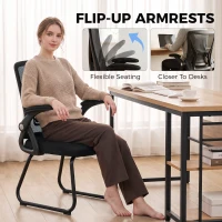 HOMCOM Office Chair, Ergonomic Desk Chair No Wheels with Mesh Backrest and Steel Legs for Home Conference Room, Black(m-5)