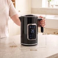 HOMCOM Electric Kettle, 1.7L Fast Boil 3000W Water Kettle with LED Display, Adjustable Temperature, Keep Warm Function, Black(m-3)