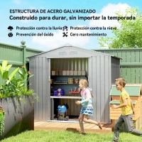 Outsunny Cobertizo de Jardín 2,5 m² para Herramientas con Kit de Cimentación y Puerta para Candado de Acero Gris(m-4)